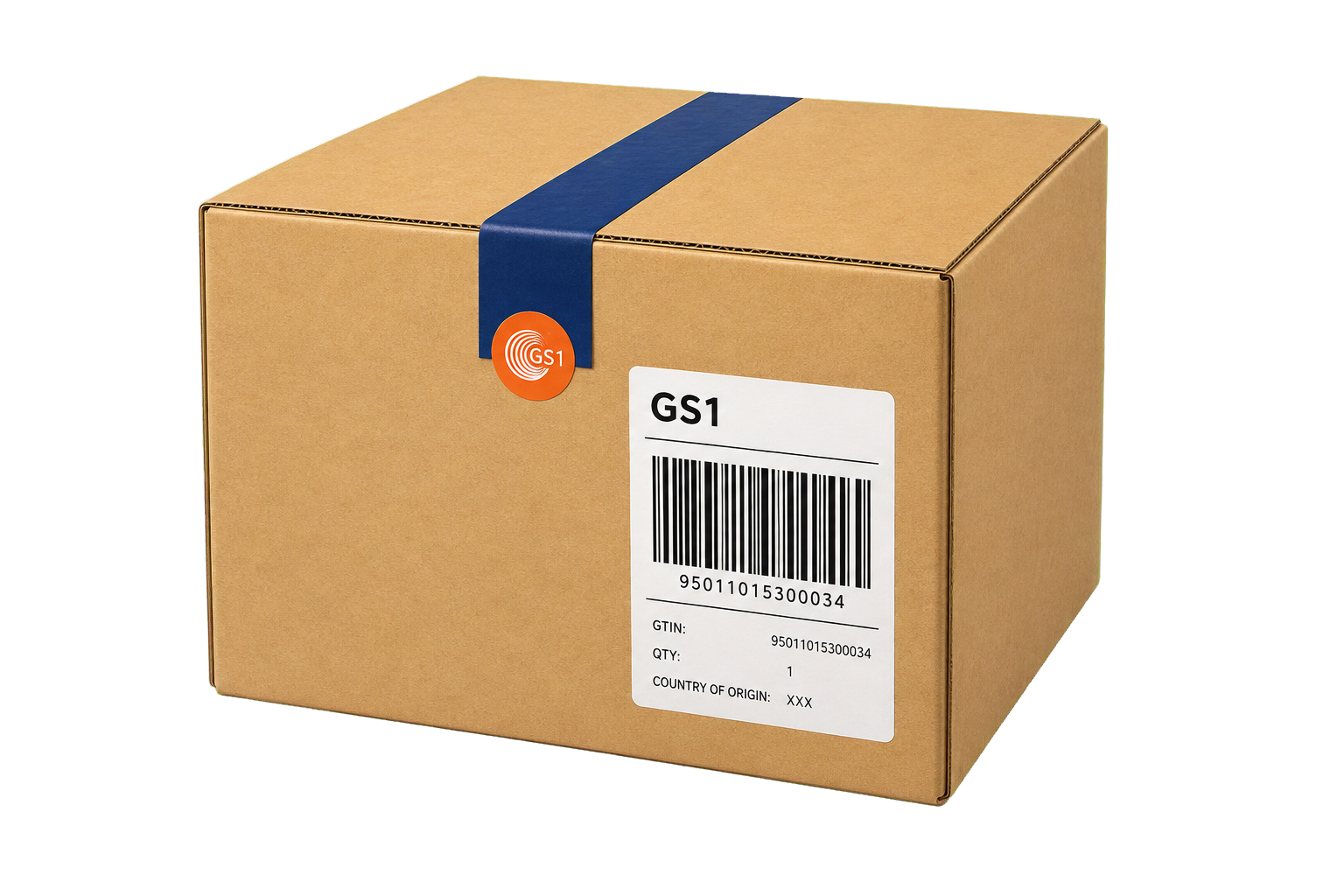 GS1-labeled shipping box